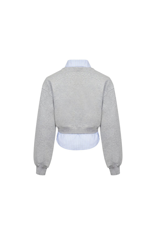 Gray Fake Two - piece Foam Print Sweatshirt - ANN ANDELMAN