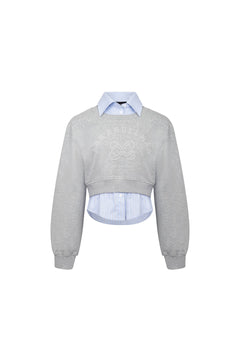 Gray Fake Two - piece Foam Print Sweatshirt - ANN ANDELMAN