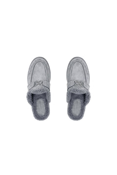 Gray Faux Fur Mule Loafers - ANN ANDELMAN