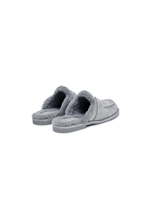 Gray Faux Fur Mule Loafers - ANN ANDELMAN