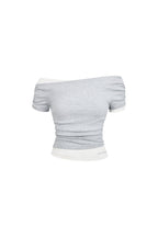Gray Faux Two - piece Pleated Short - sleeved T-shirt - ANN ANDELMAN