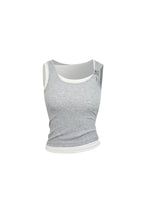 Gray Faux Two - piece Vest with Metallic Details - ANN ANDELMAN