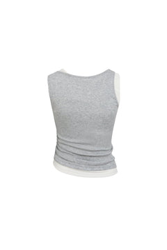 Gray Faux Two - piece Vest with Metallic Details - ANN ANDELMAN