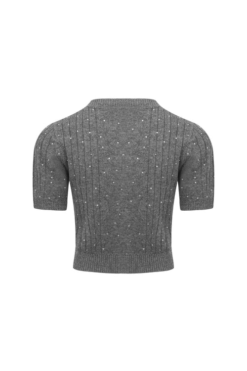 Gray Gypsophila Short Sleeve Cardigan - ANN ANDELMAN