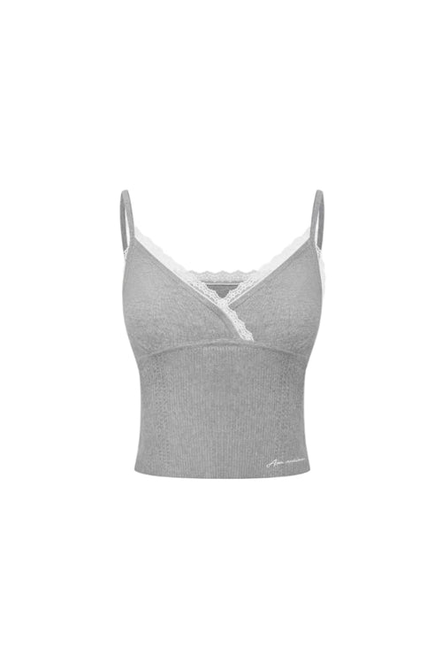 Gray Lace-trimmed Wool Vest - ANN ANDELMAN