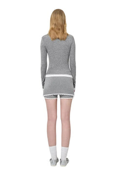 Gray Lace-trimmed Woolen Skort - ANN ANDELMAN