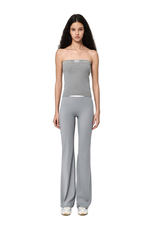 Gray Lettered Ribbon Wool Bandeau Top - ANN ANDELMAN