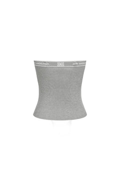 Gray Lettered Ribbon Wool Bandeau Top - ANN ANDELMAN