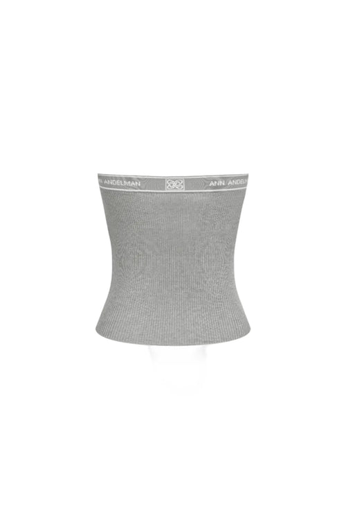 Gray Lettered Ribbon Wool Bandeau Top - ANN ANDELMAN