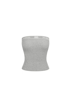 Gray Lettered Ribbon Wool Bandeau Top - ANN ANDELMAN