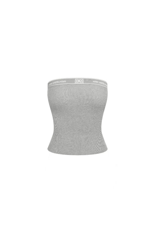 Gray Lettered Ribbon Wool Bandeau Top - ANN ANDELMAN