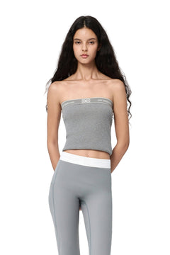 Gray Lettered Ribbon Wool Bandeau Top - ANN ANDELMAN