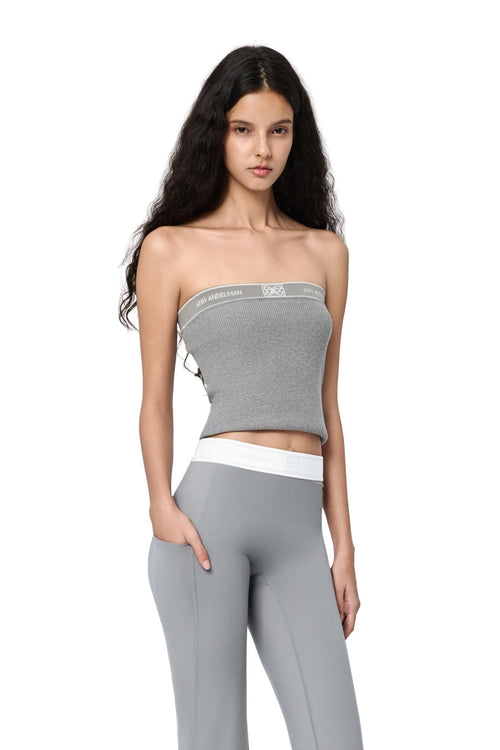 Gray Lettered Ribbon Wool Bandeau Top - ANN ANDELMAN