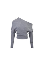 Gray Off - shoulder Reversible Knit Top - ANN ANDELMAN