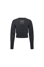 Gray Openwork Bow Rhinestone Chain Sweater - ANN ANDELMAN