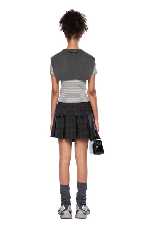 Gray Shawl Two - Piece Striped T-Shirt - ANN ANDELMAN