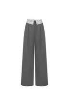 Gray Straight - leg Lace Turn - up Waist Suit Pants - ANN ANDELMAN