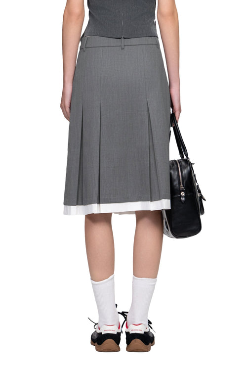 Gray Straight Midi Skirt - ANN ANDELMAN