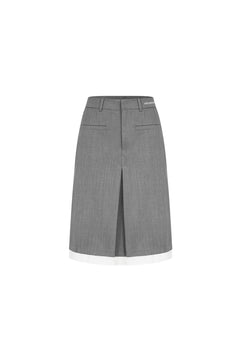 Gray Straight Midi Skirt - ANN ANDELMAN