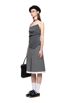 Gray Straight Midi Skirt - ANN ANDELMAN