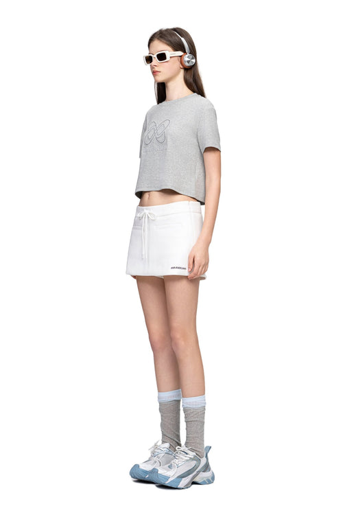 Gray Washed Distressed LOGO T-Shirt - ANN ANDELMAN