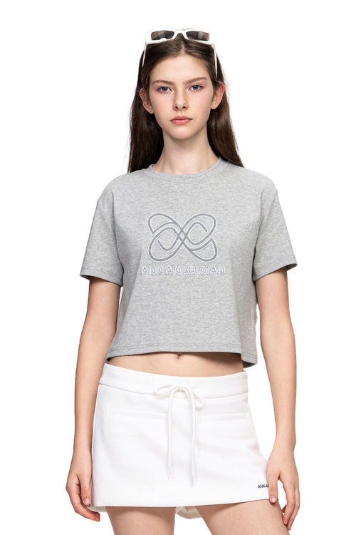 Gray Washed Distressed LOGO T-Shirt - ANN ANDELMAN