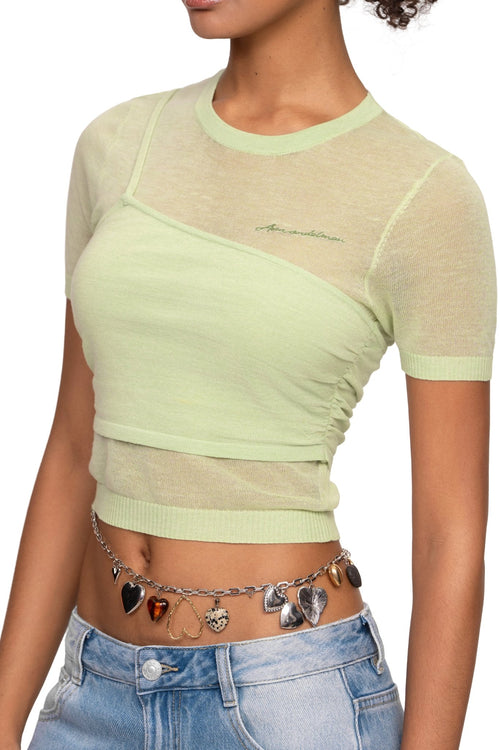 Green Knitted Lightweight T-shirt - ANN ANDELMAN