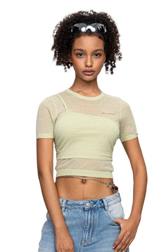 Green Knitted Lightweight T-shirt - ANN ANDELMAN