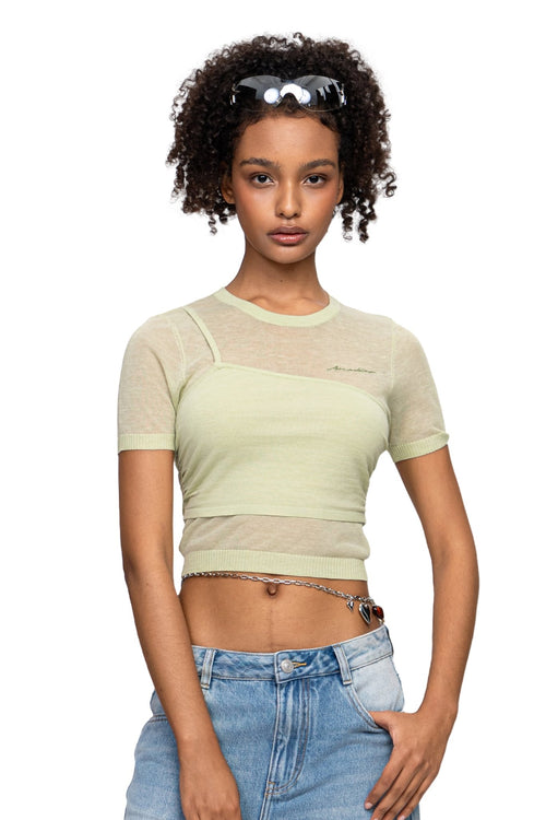 Green Knitted Lightweight T-shirt - ANN ANDELMAN