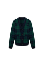 Green Plaid Knit Cardigan - ANN ANDELMAN