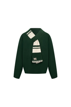 Green Scarf - style V - neck Knitwear - ANN ANDELMAN