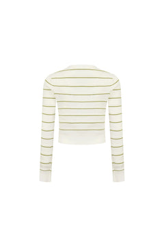 Green Striped Openwork Knit Top - ANN ANDELMAN