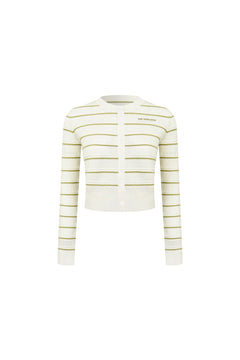 Green Striped Openwork Knit Top - ANN ANDELMAN