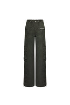 Green Washed Cotton Pants with A Slightly Low Waist - ANN ANDELMAN