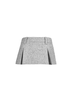 Grey A - line Pleated Wool Mini Skirt - ANN ANDELMAN