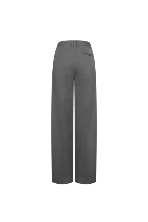 Grey Asymmetric Paneled Wide Leg Trousers - ANN ANDELMAN