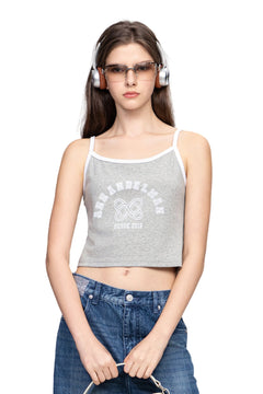 Grey Basic Logo Printed Camisole - ANN ANDELMAN