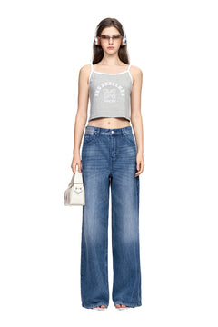 Grey Basic Logo Printed Camisole - ANN ANDELMAN