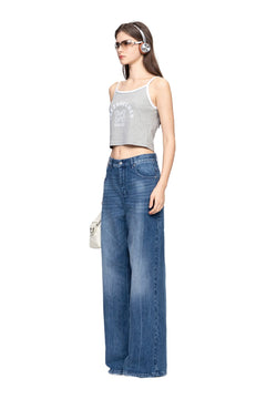 Grey Basic Logo Printed Camisole - ANN ANDELMAN