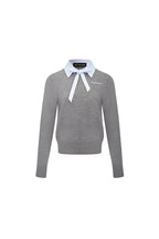 Grey Bow - tie Detail Knitted Sweater - ANN ANDELMAN