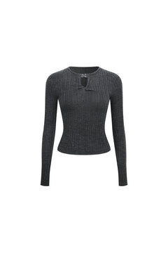 Grey Cable Knit Long-sleeved Sweater - ANN ANDELMAN