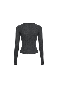 Grey Cable Knit Long-sleeved Sweater - ANN ANDELMAN