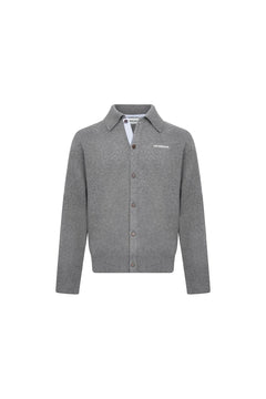 Grey Collared Cardigan - ANN ANDELMAN