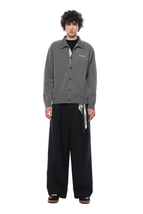 Grey Collared Cardigan - ANN ANDELMAN