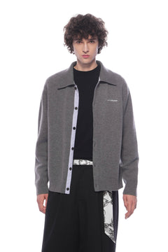 Grey Collared Cardigan - ANN ANDELMAN