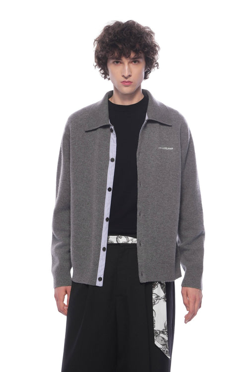 Grey Collared Cardigan - ANN ANDELMAN