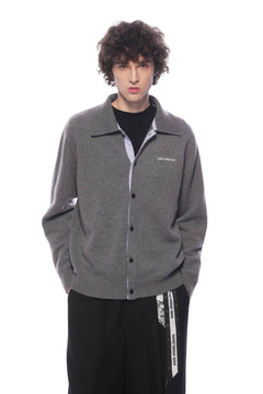 Grey Collared Cardigan - ANN ANDELMAN