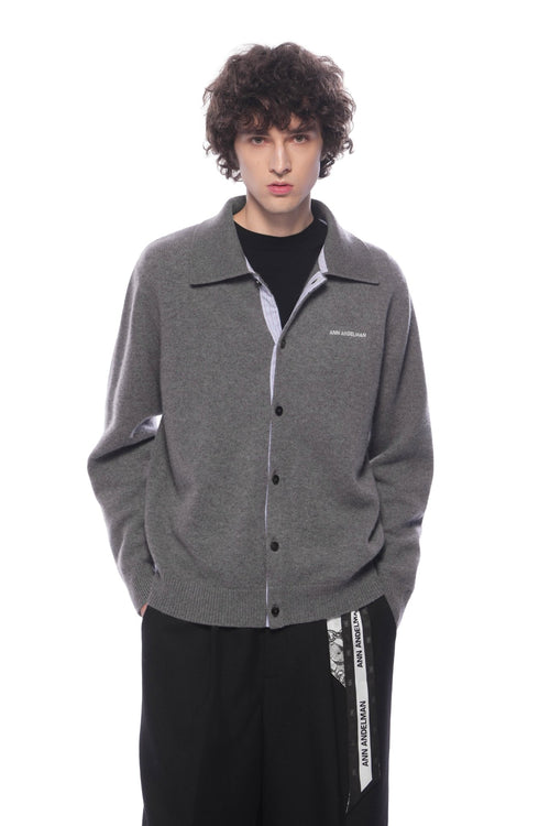 Grey Collared Cardigan - ANN ANDELMAN