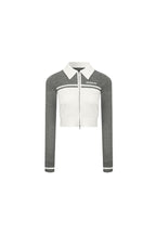 Grey Color - blocked Thin Knit Cardigan - ANN ANDELMAN