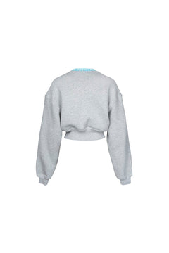 Grey Cropped Sweatshirt with a Round Neck - ANN ANDELMAN